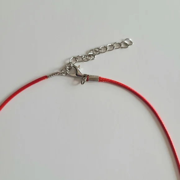 Silver Heart Red Cord Necklace - Picture 6 of 7
